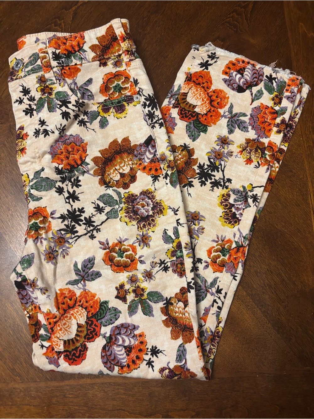 Anthropologie Pilcro High Rise Cigarette Floral Jeans, 26
